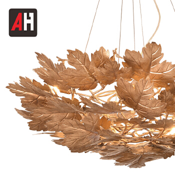Art Supplies Maple Leaf Decorative Copper Ceiling Pendant Lamp
